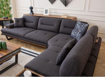 Stil Ecksofa L-form Grau Luxus in Wohnzimmer Designer Eckgarnitur Couchen